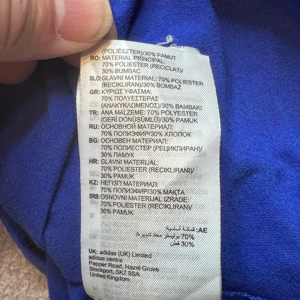 Adidas T-Shirt Mens XS Blue Aeroready Training Short Sleeve Crewneck Logo Tee